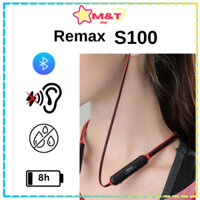 Tai nghe nhét tai bluetooth kiểu dáng thể thao đeo cổ REMAX RX-S100 cách âm tốt chống nước hạn chế tiếng ồn pin trâu 8h