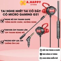 Tai nghe nhét tai có dây gaming G31 | Tai nghe gaming cho điện thoại, máy tính, PC, Laptop, tai nghe nhét tai có micro