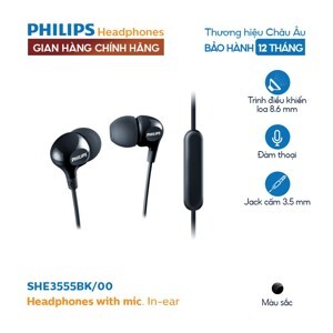 Tai nghe nhét tai có mic Philips SHE3555(BK/WH)