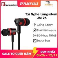 Tai nghe nhét tai earphone Langsdom JM26 Super Bass (Đen pha đỏ) - Phân phối bởi Vietstore - Giới hạn 1 sản phẩm/khách hàng