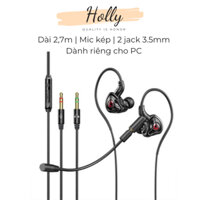 Tai nghe PC nhét tai G59 có dây dài 2.5m. Chơi Game Bass Với Mic Kép Khử Tiếng Ồn HiFi PC Để Bàn Đa Năng
