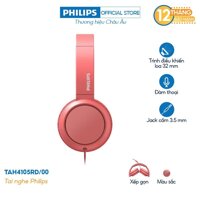 Tai nghe Philips chụp tai TAH4105BL00, Có mic, màu xanh- Chính hãng phân phối - ĐỎ