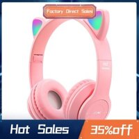 Tai Nghe Tai Mèo Bluetooth Cho Trẻ Em Chế Độ Không Dây Có Thể Gập Lại Tai Nghe Có Mic, Đèn LED RGB Cho Quà Tặng Chơi Game Trường Học