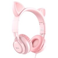 Tai nghe tai mèo, Cat ear Headphones - Hoco W36 - Pink, tích hợp micro, cản tiếng ồn, điều chỉnh âm lượng
