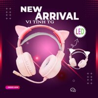 TAI NGHE TAI MÈO chụp tai có dây có mic màu hồng gaming dễ thương Vi tính TG TNTMMHNEW