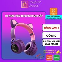 Tai Nghe Tai Mèo Chụp Tai Bluetooth Có Mic , Tai Phone Bluetooth Không Dây  Âm Bass Trầm Mạnh Mẽ Kiểu Dáng Dễ Thương