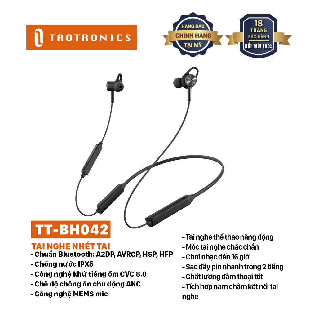 Tai nghe thể thao bluetooth Taotronics TT-BH042