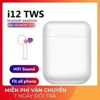 Tai nghe thể thao bluetooth cảm ứng chạm TWS i12 (kết nối bluetooth 5.0, âm thanh 4D Surroud) - Hàng chính hãng