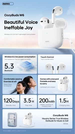 Tai nghe True Wireless Remax CozyBuds W6