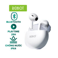 Tai Nghe TWS Bluetooth ROBOT Flybuds T10 Kiểu Dáng Nhét Tai Thời Gian Chơi Nhạc 25H Chống Nước IPX4 - Hàng Chính Hãng - Trắng