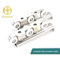 Tải trọng 90kg _ bộ bánh xe cửa lùa treo trục inox 6 bánh cao cấp