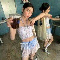 TAKU | Thiếu nữ Hàn Quốc gấu nhỏ dễ thương Áo Tắm xẻ tà Bikini ngực nhỏ cho nữ nghỉ dưỡng Instagram thuần khiết mong muốn giữ dáng gầy Perris wine