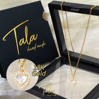 Tala Tay Làm 18K Vàng Cubic Zirconia Trái Tim Mặt Dây Chuyền Vòng Cổ Phụ Kiện Cho Nữ Không Gây Dị Ứng 146N