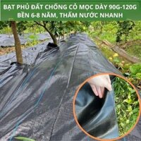 Tấm 4m x 20m Bạt Phủ Chống Cỏ Mọc (Hàng Dày 120g/m2, Tặng Kèm Đinh Ghim Nhựa