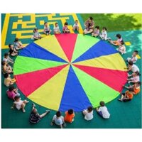 Tấm Bạt Tung Vải Dù màu sắc cầu vồng ,Tấm bạt hình tròn có túi đựng Đường Kính 3M