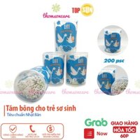 Tăm bông cho trẻ sơ sinh Life New born thân giấy, công nghệ Nhật Bản Hộp bông ngoáy tai 200 que vệ sinh cho bé
