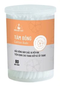 Tăm bông cotton buds bạch tuyết (hũ tròn/80 que)