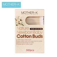 Tăm bông sơ sinh 1 đầu xoắn Mother-K (300 chiếc)