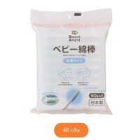 Tăm bông thấm dầu & kết dính cho bé, tăm bông ngoáy tai làm sạch cho bé SmartAngel, 60 cây (Hàng nội địa Nhật)