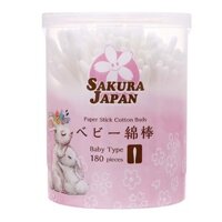 Tăm bông thân giấy kháng khuẩn Sakura TB02 đầu nhỏ hũ 180 cây