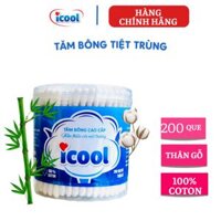 Tăm bông tiệt trùng ICOOL 200 que thân gỗ cao cấp, thân thiện môi trường