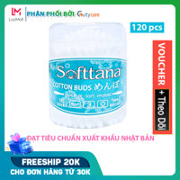 Tăm bông vệ sinh tai mũi trẻ em Lọ 120 que Softtana BB120 100% bông xơ tự nhiên đạt tiêu chuẩn xuất khẩu Nhật Bản