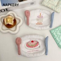 Tấm cách nhiệt NAPKERY, Tấm lót ly làm bằng tay hoạt hình, Thảm trải bàn bằng vải Cotton họa tiết bánh dễ thương Phụ kiện nhà bếp