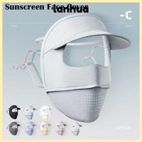 Tấm che mặt chống nắng LANHUA, Dây móc tai có thể điều chỉnh thoáng khí Vỏ mặt lụa băng mùa hè, có vành mũ bảo vệ chống nắng mỏng toàn mặt