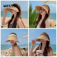 Tấm che nắng ống hút WAY2TOP, UPF 50 + Mũ che nắng bảo vệ tia cực tím, Chống nắng Vành lớn Mũ đi biển rỗng