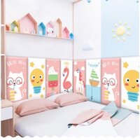 Tấm dán tường dày 3cm nệm da trang trí  đầu giường cạnh giường phòng ngủ chống va đập an toàn cho bé