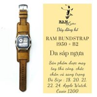 Tấm đệm dây đồng hồ da bò sáp nâu cực đẹp RAM b2 chống mồ hôi và chống rơi đồng hồ - 22MM
