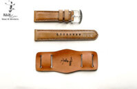 Tấm Đệm Quân Đội Dây Đồng Hồ Da Bò Màu Nâu Sáng  Ram Leather Bundstrap B3 1980