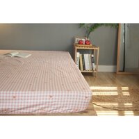 Tấm Drap lẻ KHA LY - Ga lẻ ( không áo gối ) - cotton thiên nhiên - VN385 - Caro Nơ- Cam