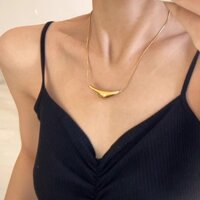 Tam Giác Khuỷu Tay Niche Thiết Kế Thép Titan Mạ Vàng 18K Vòng Cổ Đơn Giản Nữ Cao Cấp Xương Đòn Áo Len Dây Xích Không Phai Màu