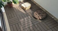 Tấm gỗ nhựa lót sàn ban công, nhà tắm, bể bơi, sân vườn chống trơn trượt, thoát nước tốt, Màu nâu