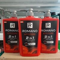 Tắm & gội Romano 2in1 ATTITUDE 24H tóc chắc khỏe da sạch sâu hương nam tính 650g ( màu đỏ)
