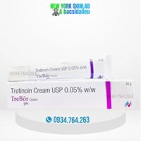 [tạm hết] Tretinoin Trebor cream USP (20g) tretinol 0.05 - 0.025% tre Ấn độ trị mụn, kem chống lão hóa mạnh mẽ