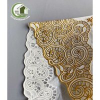 Tấm khăn trải bàn chữ nhật lớn 150cm x 225cm - ren hoa vàng bằng nhựa họa tiết nổi không thấm nước -hoa văn ngẫu nhiên