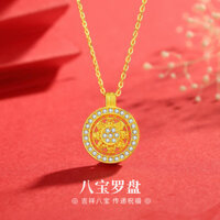 Tám Kho Báu La Bàn Vòng Cổ Bạc S925 Vòng Cổ Nữ Đính Kim Cương Mới Phong Cách Trung Hoa Xoay Quốc Gia Hợp Thời Trang Cao Cấp
