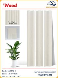 Tấm Lam Sóng Than Tre Ốp Tường Vân Vải Bố Trắng iWood 6S8 CW-1