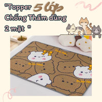 Tấm lót Chống Thấm Cotton 5 lớp Chần Bông Size 70x100cm cho người già, trẻ em