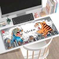 Tấm lót chuột bàn phím máy tính Long tranh hổ đấu Mã đáo thành công hài hước Pad chuột trải bàn cỡ lớn