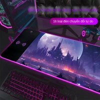 Tấm Lót Chuột Có Thể Sạc Lại Không Dây Tấm Lót Bàn Siêu Lớn Đa Chức Năng RGB Phát Sáng Ma Thuật Tấm Lót Bàn Phím Máy Tín