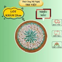 Tấm lót khảm trai viền mây 25cm lót bình hoa/ lót nồi/ treo tường trang trí decor - Rattan Placemat