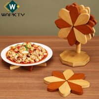 Tấm lót sàn nhà bếp WAPKTY, Tấm lót ly bằng gỗ chống bỏng, Thảm trải bàn hình cối xay gió chống trượt cho các món ăn nóng