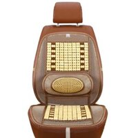 TẤM LÓT TỰA LƯNG CHO GHẾ Ô TÔ, HẠT GỖ MASSAGE LƯNG CAO CẤP - Vàng nhạt