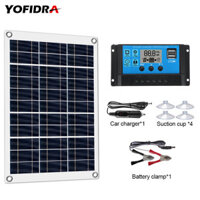 Tấm Năng Lượng Mặt Trời 100W Hoàn chỉnh USB 12V với bộ điều khiển 10-60A Pin năng lượng mặt trời cho ô tô Du thuyền RV Thuyền Moblie Sạc pin điện thoại