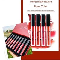 Tám Nhung Matte Lip Gloss Set Son Môi Lâu Dài Chống Thấm Nước Phai Màu Không Vết Bẩn Dưỡng Ẩm F7H2