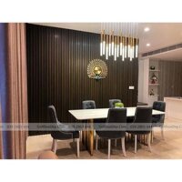 Tấm ốp gỗ nhựa cho không gian phòng ăn thêm ấm cúng sang trọng