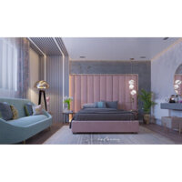 Tấm ốp trang trí đầu giường bọc Nhung Hồng dài 2m